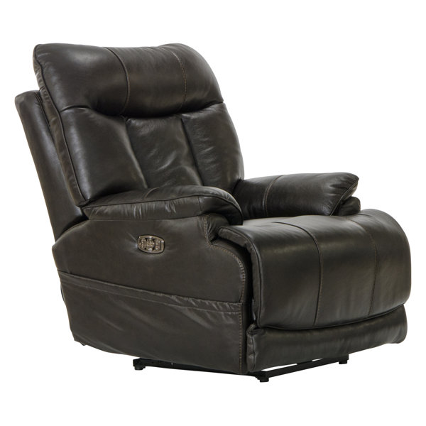 Latitude Run® Naples Leather Match Power Lay Flat Recliner with Adjustable Headrest and Extra